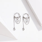 Orecchini in argento sterling Orecchini lunghi con nappa in zirconi S925 Orecchini per ragazza, SCE638
