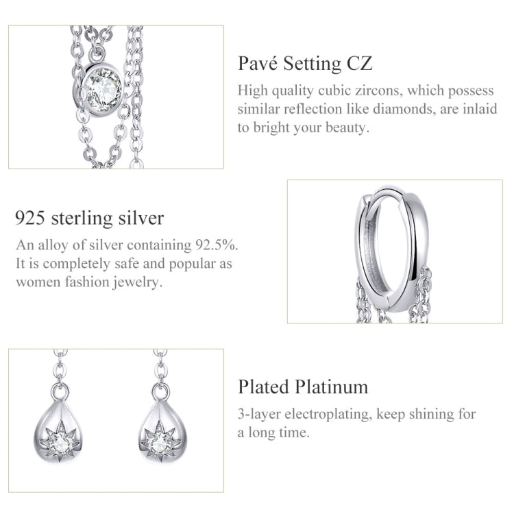 Orecchini in argento sterling Orecchini lunghi con nappa in zirconi S925 Orecchini per ragazza, SCE638