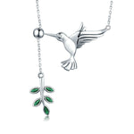 Collana in argento sterling S925 con colibrì. Collana con zirconi, SCN217