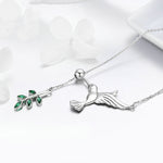 Collana in argento sterling S925 con colibrì. Collana con zirconi, SCN217