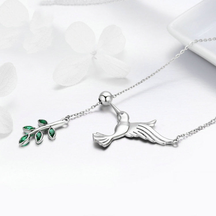 Collana in argento sterling S925 con colibrì. Collana con zirconi, SCN217