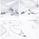 Collana in argento sterling S925 con colibrì. Collana con zirconi, SCN217