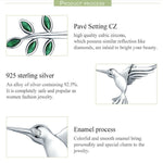 Collana in argento sterling S925 con colibrì. Collana con zirconi, SCN217