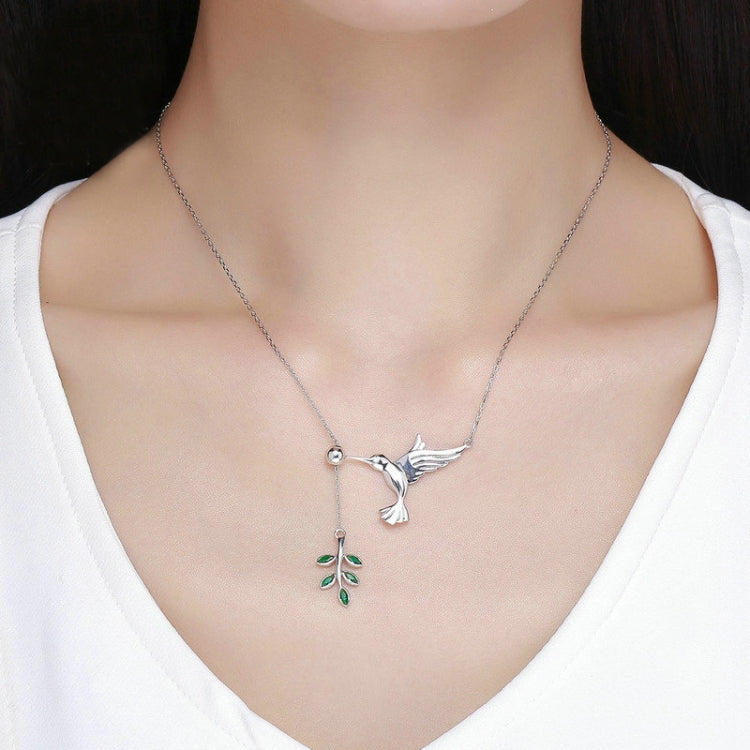 Collana in argento sterling S925 con colibrì. Collana con zirconi, SCN217