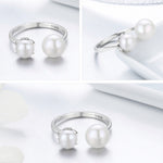 Anello in argento sterling S925 Anello aperto con perla femminile, SCR192
