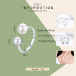Anello in argento sterling S925 Anello aperto con perla femminile, SCR192