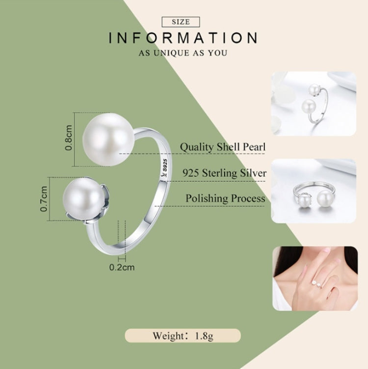 Anello in argento sterling S925 Anello aperto con perla femminile, SCR192