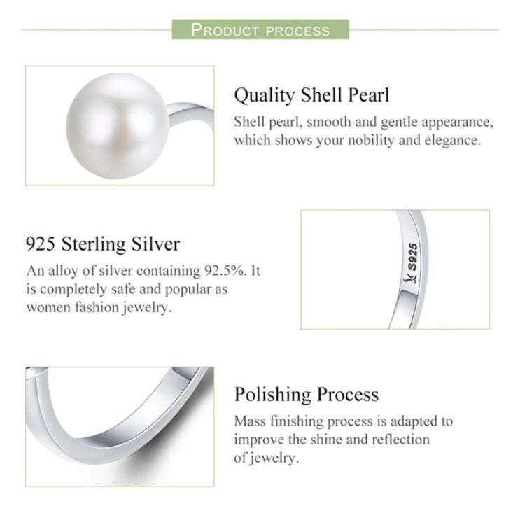 Anello in argento sterling S925 Anello aperto con perla femminile, SCR192