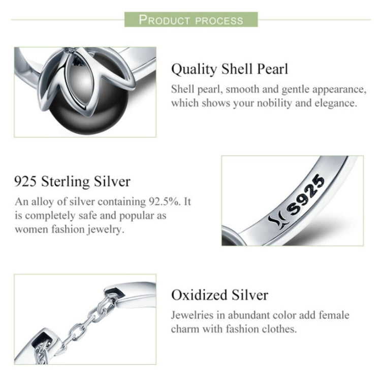 Anello con perla aperta in argento sterling S925, SCR314