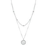 Collana in argento sterling S925 placcato platino Collana in argento chiaro con piccola stella a doppio strato, SCN365