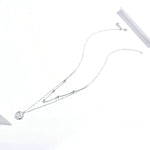 Collana in argento sterling S925 placcato platino Collana in argento chiaro con piccola stella a doppio strato, SCN365