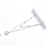 Collana in argento sterling S925 placcato platino Collana in argento chiaro con piccola stella a doppio strato, SCN365