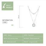 Collana in argento sterling S925 placcato platino Collana in argento chiaro con piccola stella a doppio strato, SCN365