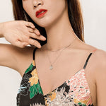Collana in argento sterling S925 placcato platino Collana in argento chiaro con piccola stella a doppio strato, SCN365