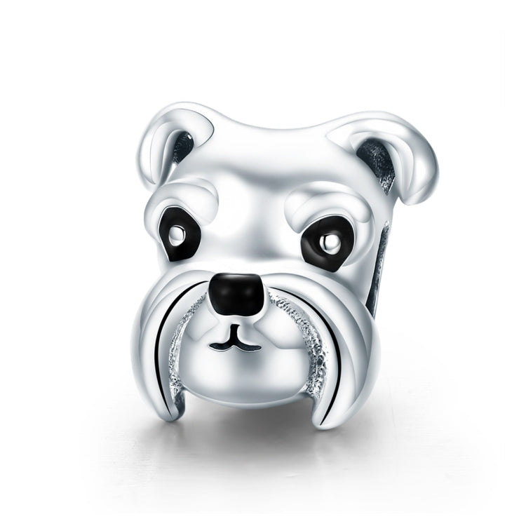 Perline in argento sterling S925 Simpatico Schnauzer placcato in platino Accessori Ciondolo Perline sfuse, SCC835