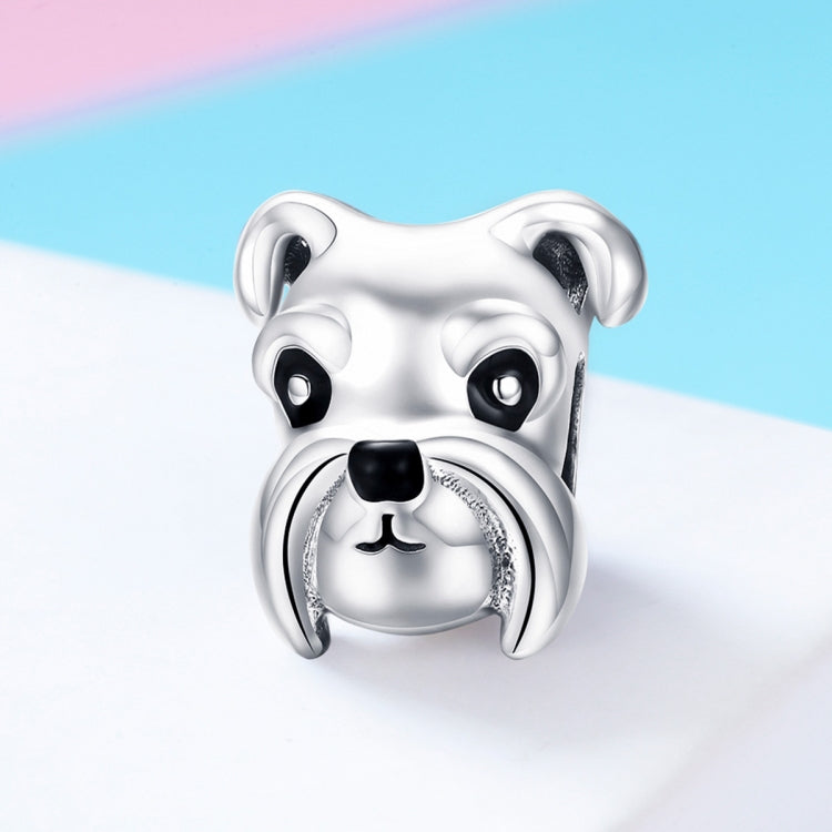 Perline in argento sterling S925 Simpatico Schnauzer placcato in platino Accessori Ciondolo Perline sfuse, SCC835