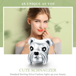 Perline in argento sterling S925 Simpatico Schnauzer placcato in platino Accessori Ciondolo Perline sfuse, SCC835