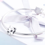 Perline in argento sterling S925 Simpatico Schnauzer placcato in platino Accessori Ciondolo Perline sfuse, SCC835