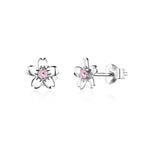 Orecchini a fiore in argento sterling S925 Orecchini semplici con zirconi, SCE784