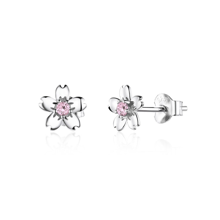 Orecchini a fiore in argento sterling S925 Orecchini semplici con zirconi, SCE784
