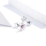 Orecchini a fiore in argento sterling S925 Orecchini semplici con zirconi, SCE784