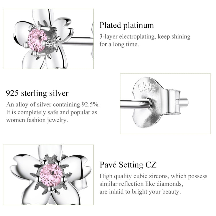 Orecchini a fiore in argento sterling S925 Orecchini semplici con zirconi, SCE784