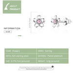 Orecchini a fiore in argento sterling S925 Orecchini semplici con zirconi, SCE784