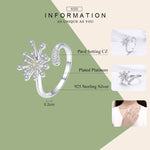 Anello da donna in argento sterling S925 con tarassaco e anello con diamanti