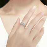 Anello da donna in argento sterling S925 con tarassaco e anello con diamanti