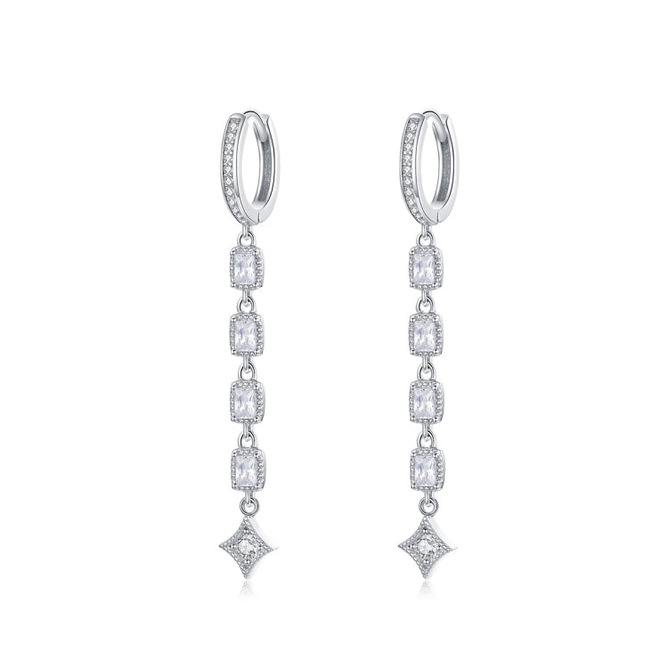 Orecchini lunghi in argento 925 con zirconi e platino