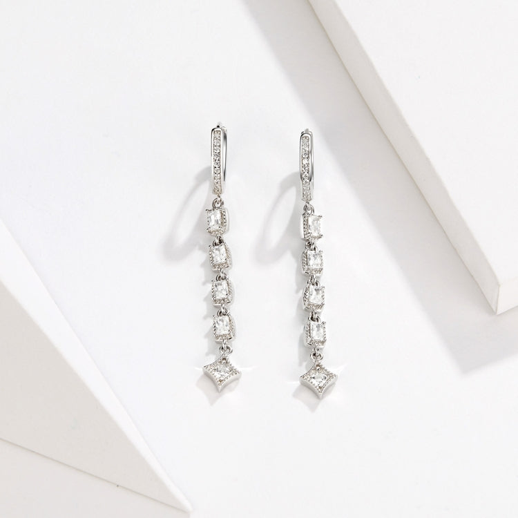 Orecchini zirconi Orecchini lunghi in argento sterling S925 placcati platino, SCE583