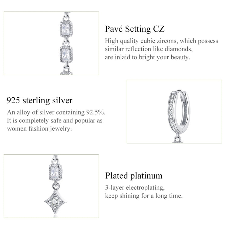 Orecchini zirconi Orecchini lunghi in argento sterling S925 placcati platino, SCE583
