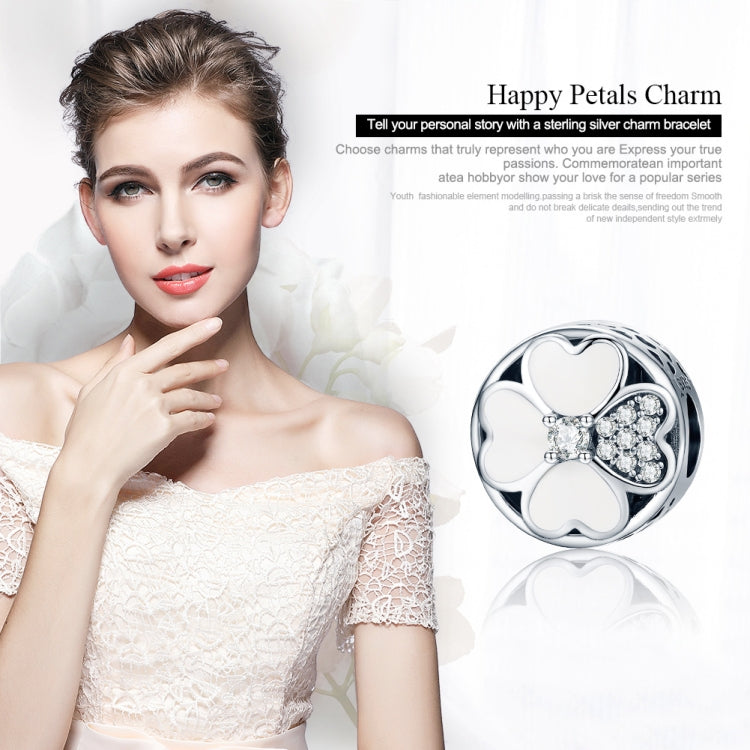 Accessori per bracciale con perline petalo della felicità in argento sterling S925 con diamanti, SCC250