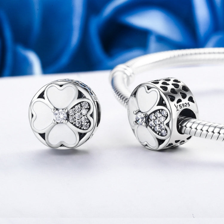 Accessori per bracciale con perline petalo della felicità in argento sterling S925 con diamanti, SCC250