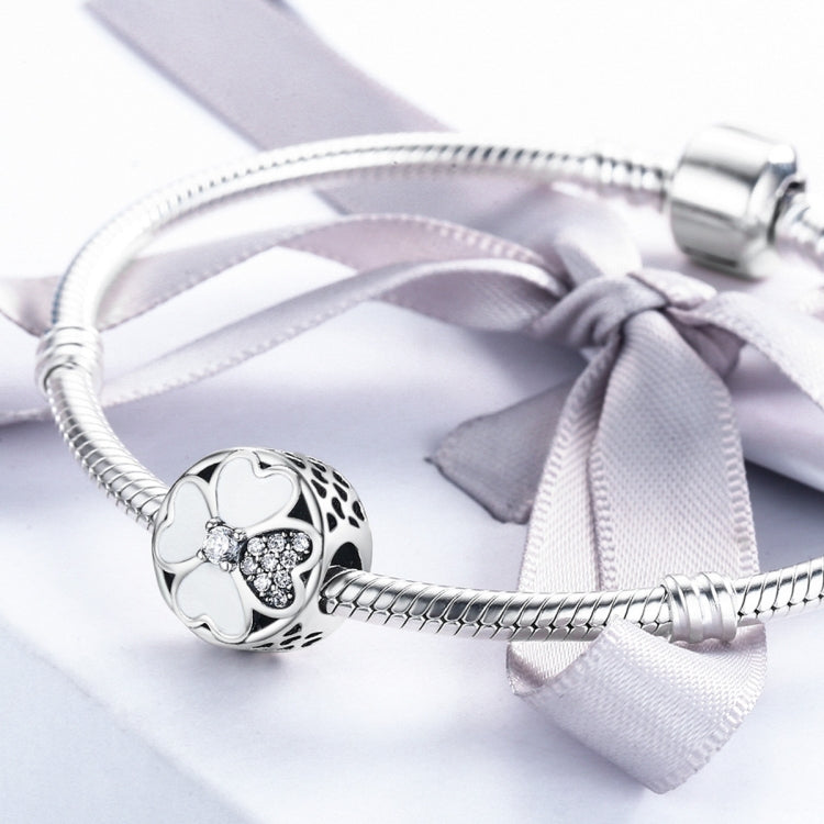 Accessori per bracciale con perline petalo della felicità in argento sterling S925 con diamanti, SCC250