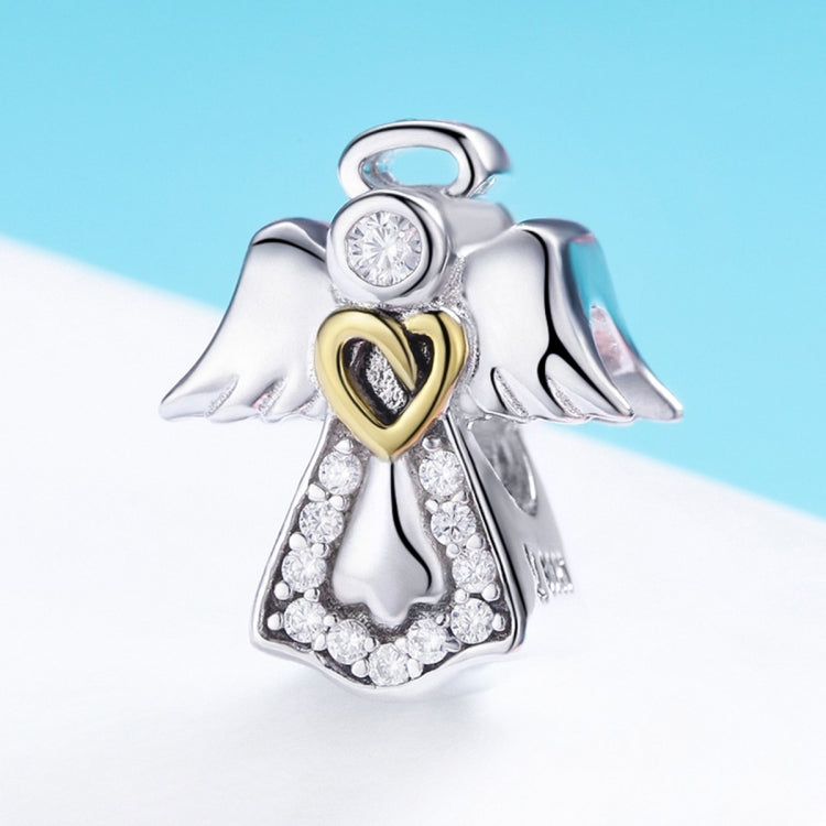 Accessori per bracciali fai-da-te in argento sterling S925 con ciondolo angelo custode, diamanti, gocce di olio