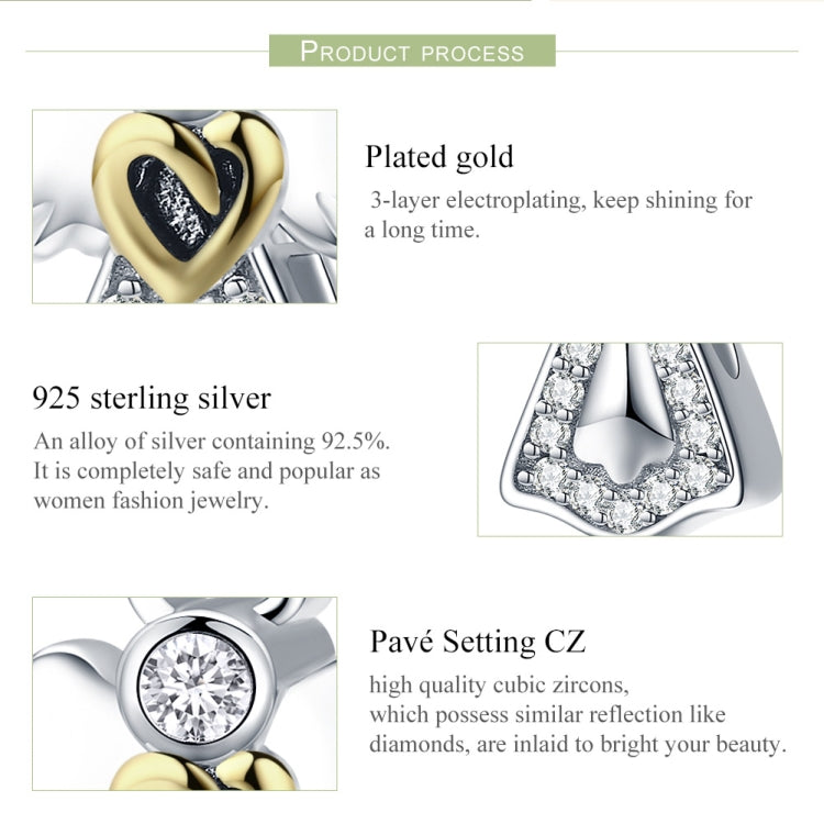 Accessori per bracciali fai-da-te in argento sterling S925 con ciondolo angelo custode, diamanti, gocce di olio