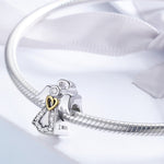 Accessori per bracciali fai-da-te in argento sterling S925 con ciondolo angelo custode, diamanti, gocce di olio