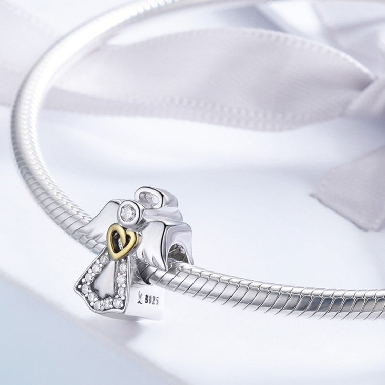 Accessori per bracciali fai-da-te in argento sterling S925 con ciondolo angelo custode, diamanti, gocce di olio