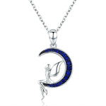 Collana in argento sterling S925 della fata della notte oscura con placcatura in oro bianco e zirconi, SCN244