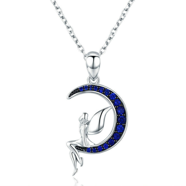 Collana in argento sterling S925 della fata della notte oscura con placcatura in oro bianco e zirconi, SCN244