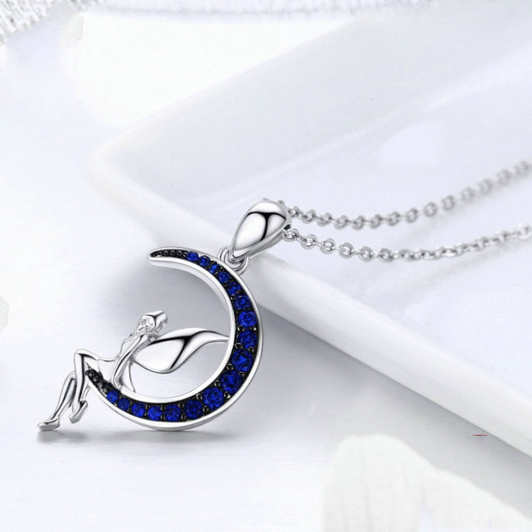 Collana in argento sterling S925 della fata della notte oscura con placcatura in oro bianco e zirconi, SCN244