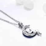 Collana in argento sterling S925 della fata della notte oscura con placcatura in oro bianco e zirconi, SCN244
