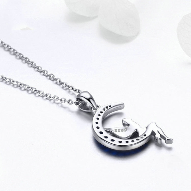 Collana in argento sterling S925 della fata della notte oscura con placcatura in oro bianco e zirconi, SCN244