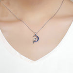 Collana in argento sterling S925 della fata della notte oscura con placcatura in oro bianco e zirconi, SCN244