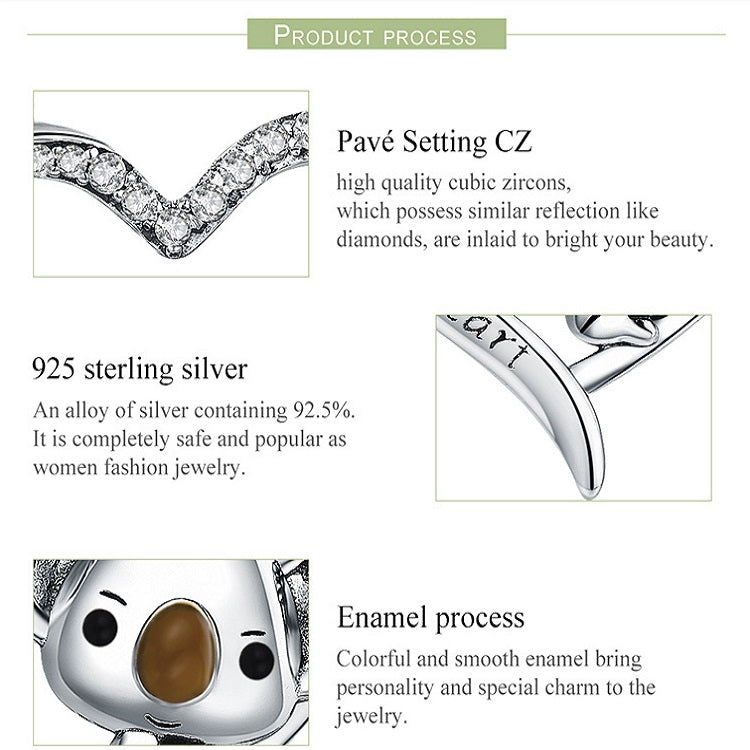 Simpatica collana da donna in argento sterling Koala S925, SCN256