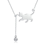 Collana in argento sterling Naughty Kitten S925 con zirconi, SCN232