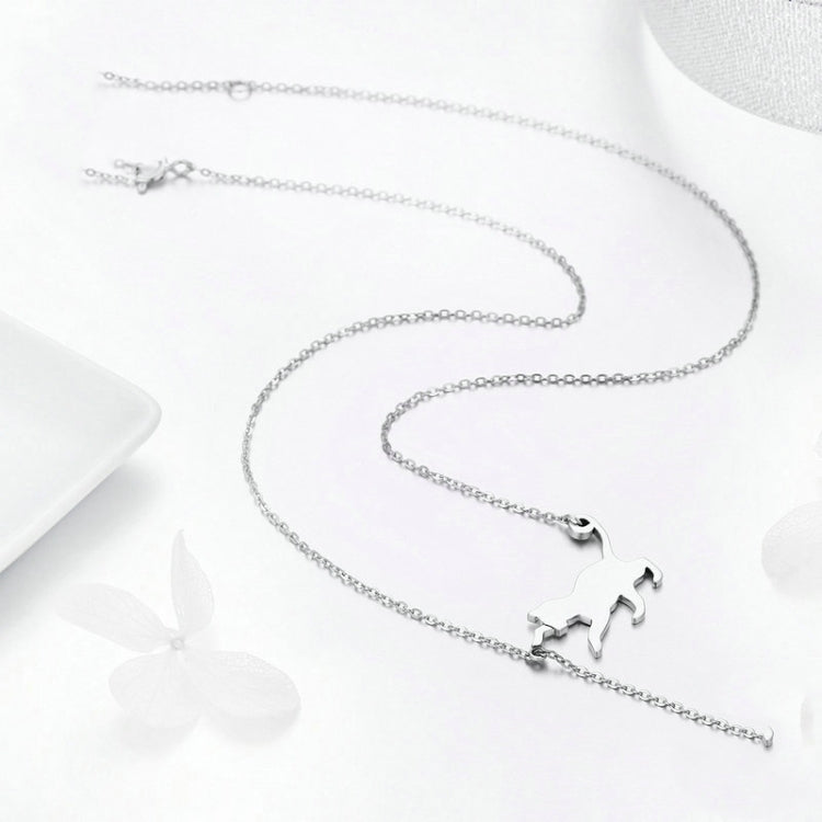 Collana in argento sterling Naughty Kitten S925 con zirconi, SCN232