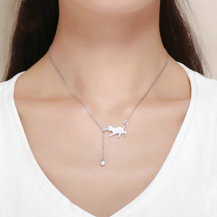 Collana in argento sterling Naughty Kitten S925 con zirconi, SCN232