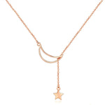 Collana Star Moon S925 in argento sterling placcato oro rosa, SCN108-C